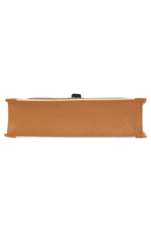 Shop Akris Anouk Canvas & Calfskin Shoulder Bag In Stucco/cuoio