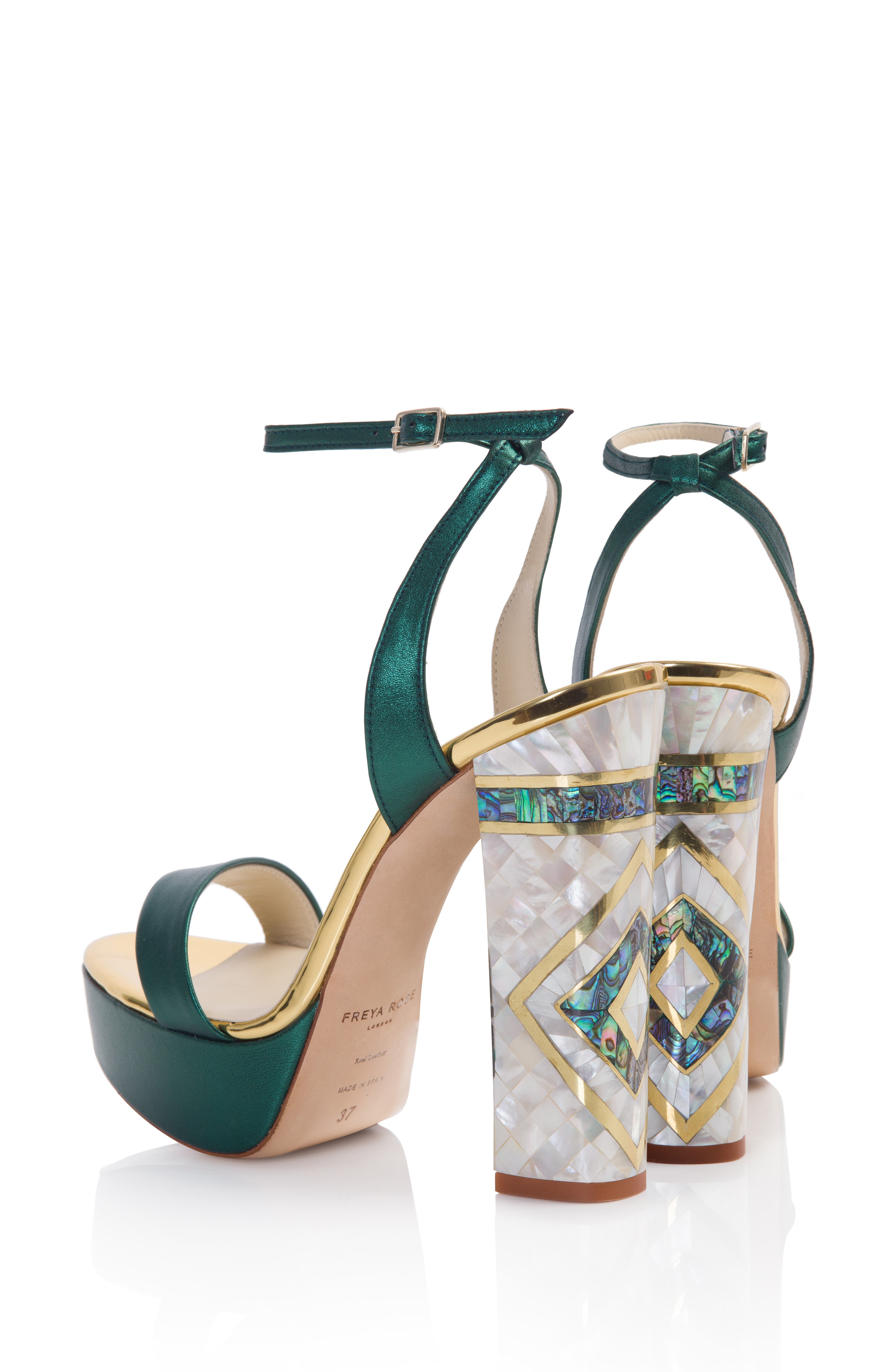 Freya Rose Arte Ankle Strap Pearl Heel Sandal, Alternate, color, Green
