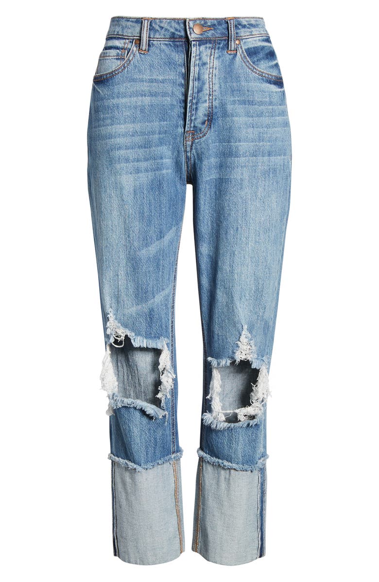 AFRM Dylan Ripped High Waist Crop Jeans, Alternate, color, 