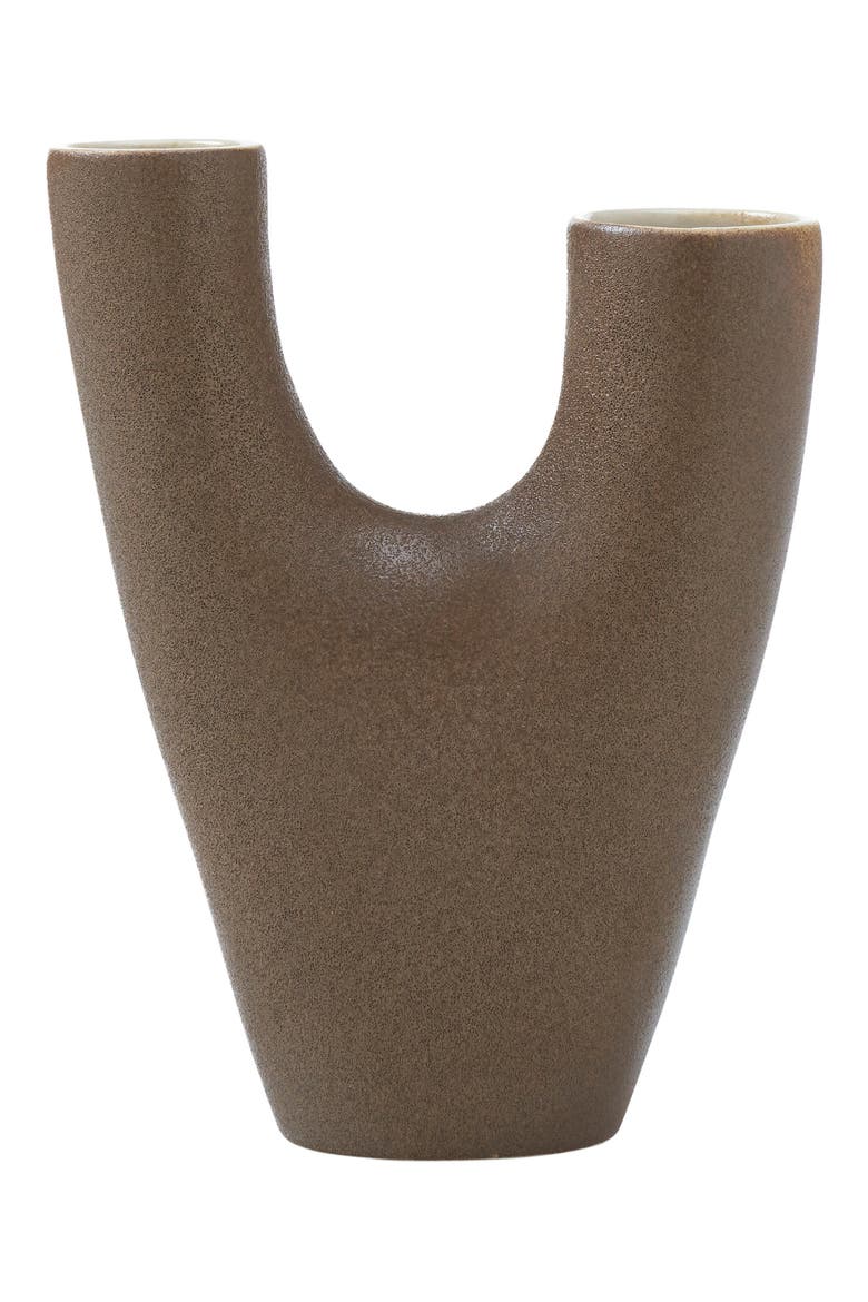 Garnier Ceramic Stoneware Decorative Small Vase, Main, color, BROWN