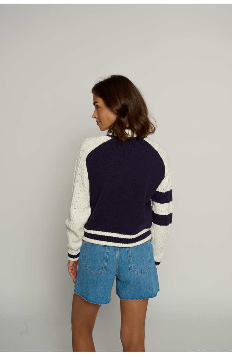 Central Park West CABLE SLEEVE KNIT BOMBER, Alternate, color, 