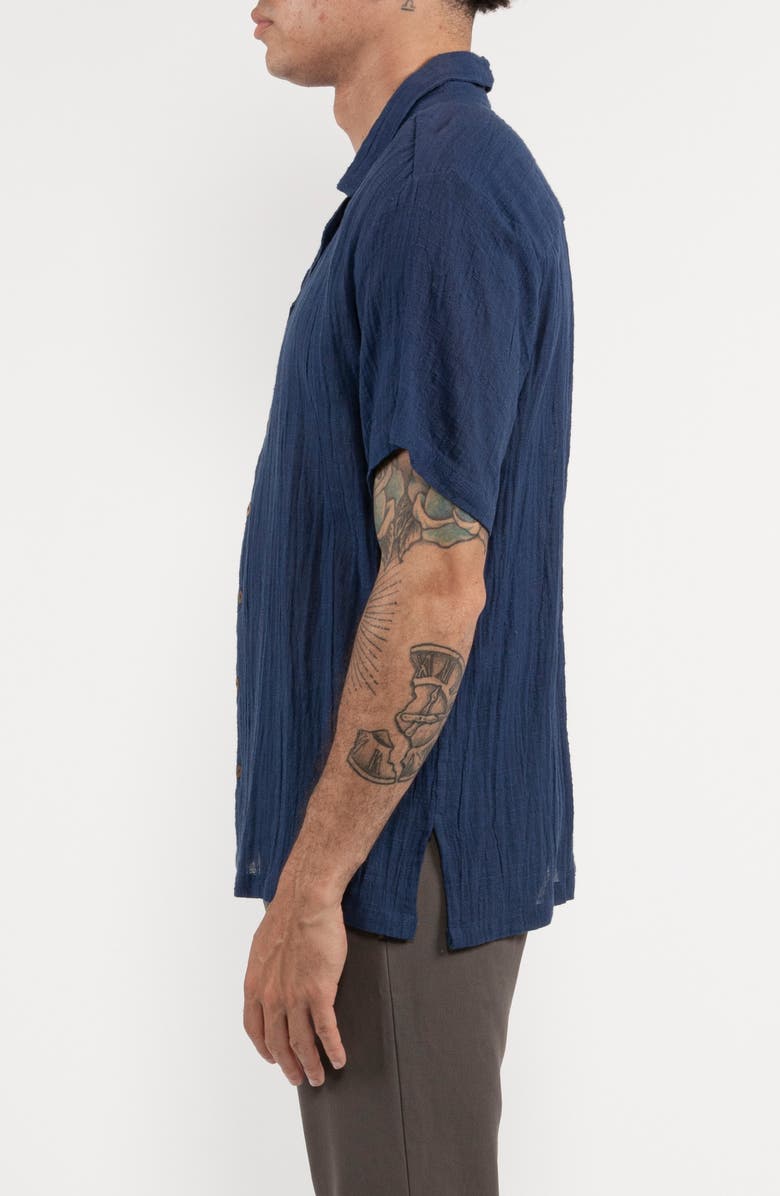 Raga Textured Cotton Camp Shirt, Alternate, color, Deep Ocean Blue