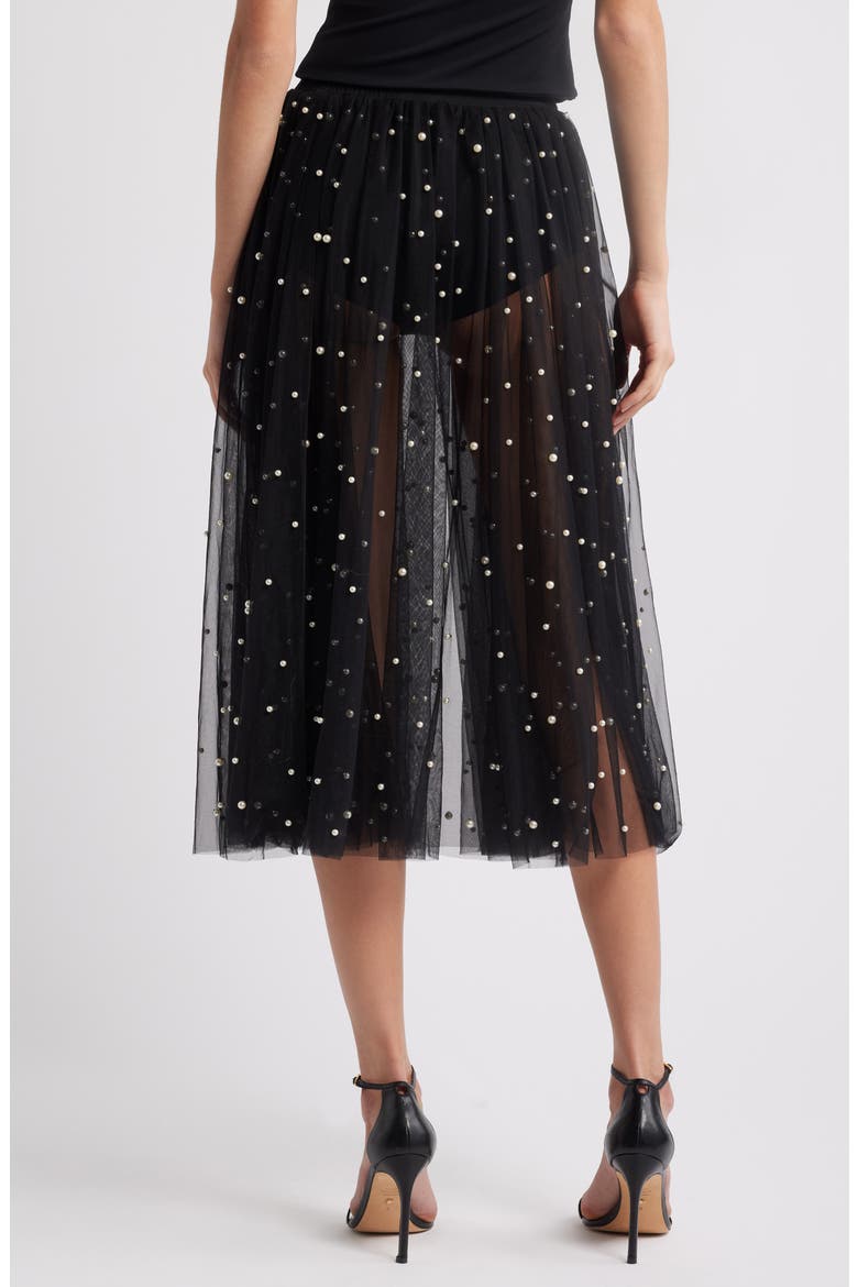 Blake Embellished Mesh Midi Skirt, Alternate, color, BLACK