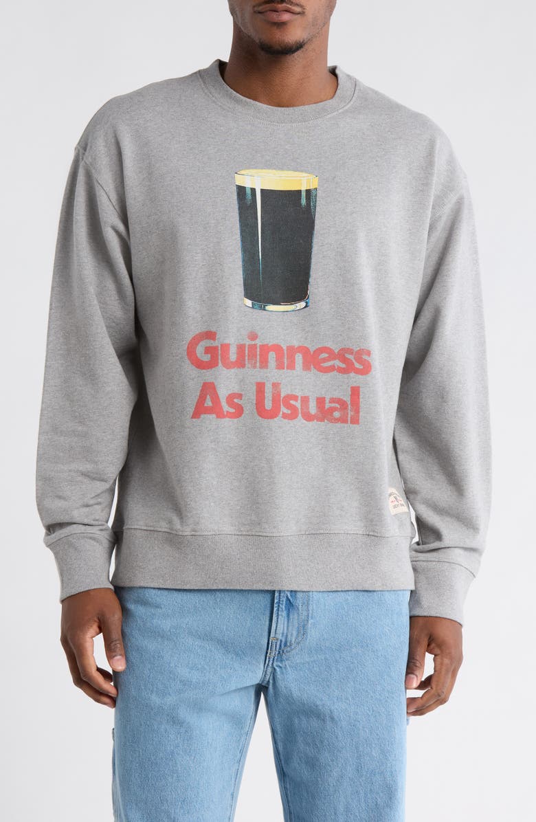 Lucky Brand Guinness As Usual Graphic Sweatshirt, Main, color, Light Heather Grey