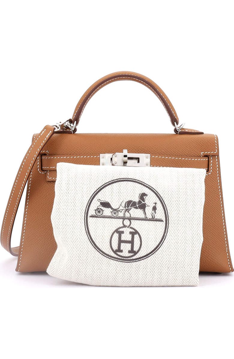 Pre-Owned Hermes Kelly Mini II Bag Brown Epsom with Palladium Hardware 20, Alternate, color,