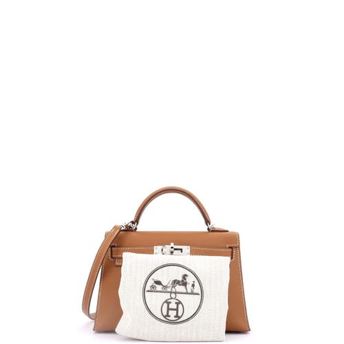 Pre-owned Hermes Hermes Kelly Mini Ii Bag Brown Epsom With Palladium Hardware 20 In Gold