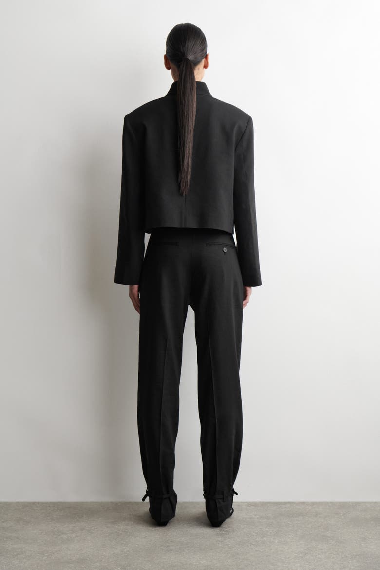 Linen Straight-leg Pants, Alternate, color, BLACK