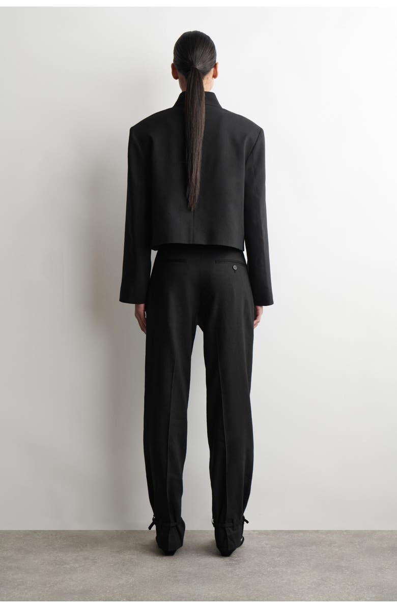 COS Linen Straight-leg Trousers, Alternate, color, Black
