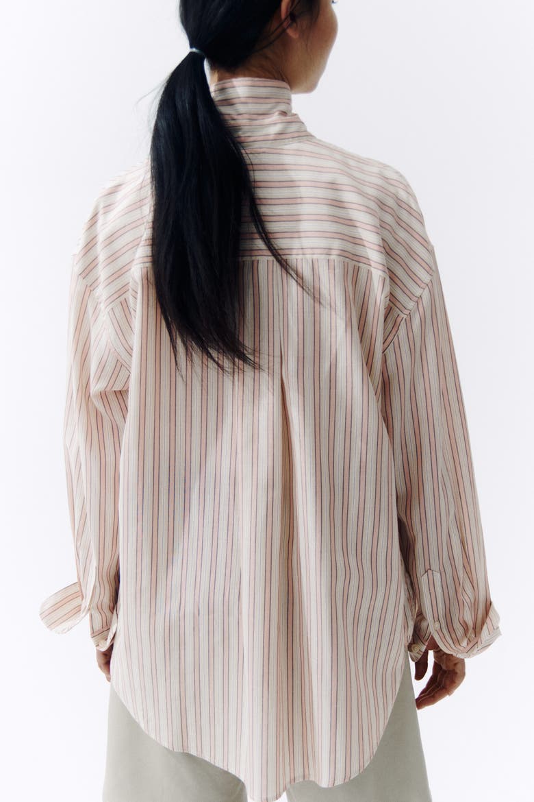 Oversized Lyocell-blend Shirt, Alternate, color, Light pink/striped