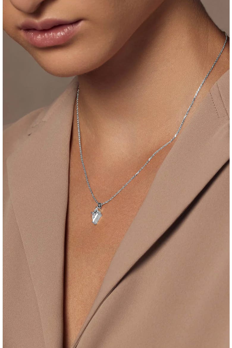 18k Gold Plated Sterling Silver Lainie Solitaire Pendant Necklace Gift Idea, Alternate, color, Silver