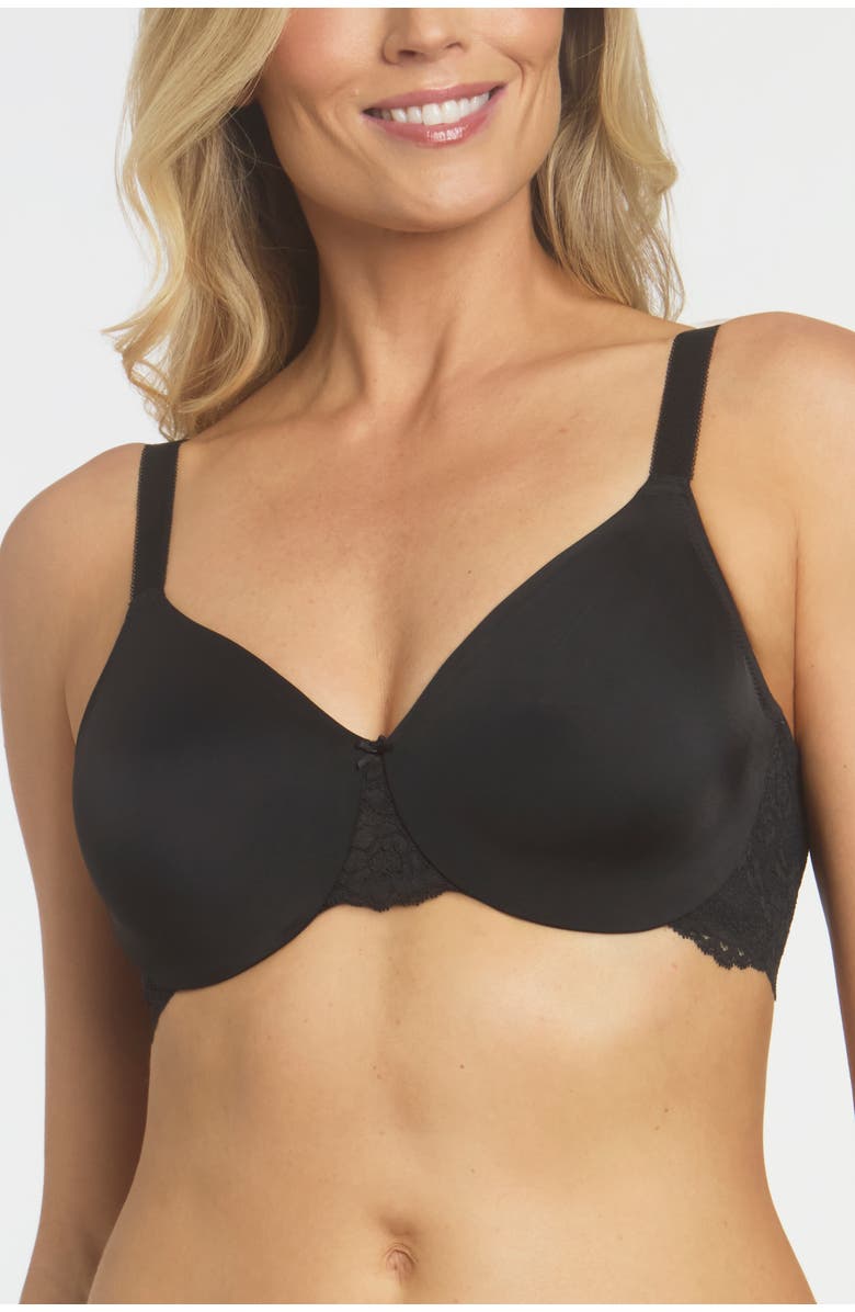 Dominique Intimates Lena Lace Seamless Ultra Comfort Minimizer Bra, Main, color, Black