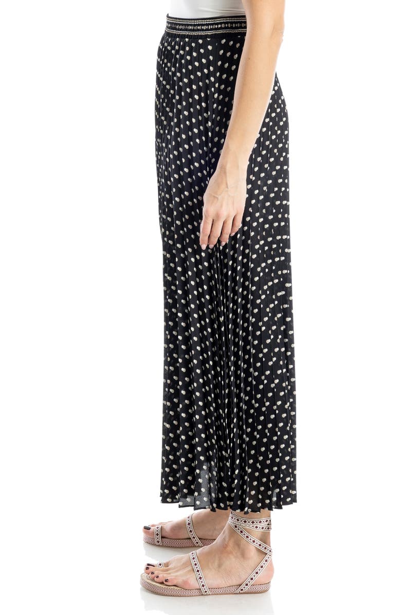 MAX STUDIO Pleated Maxi Skirt, Alternate, color, Black/ Ecru/ Khaki Shadow