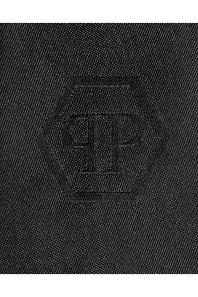 Embroidered Logo Wide Tie Men, Alternate, color, black