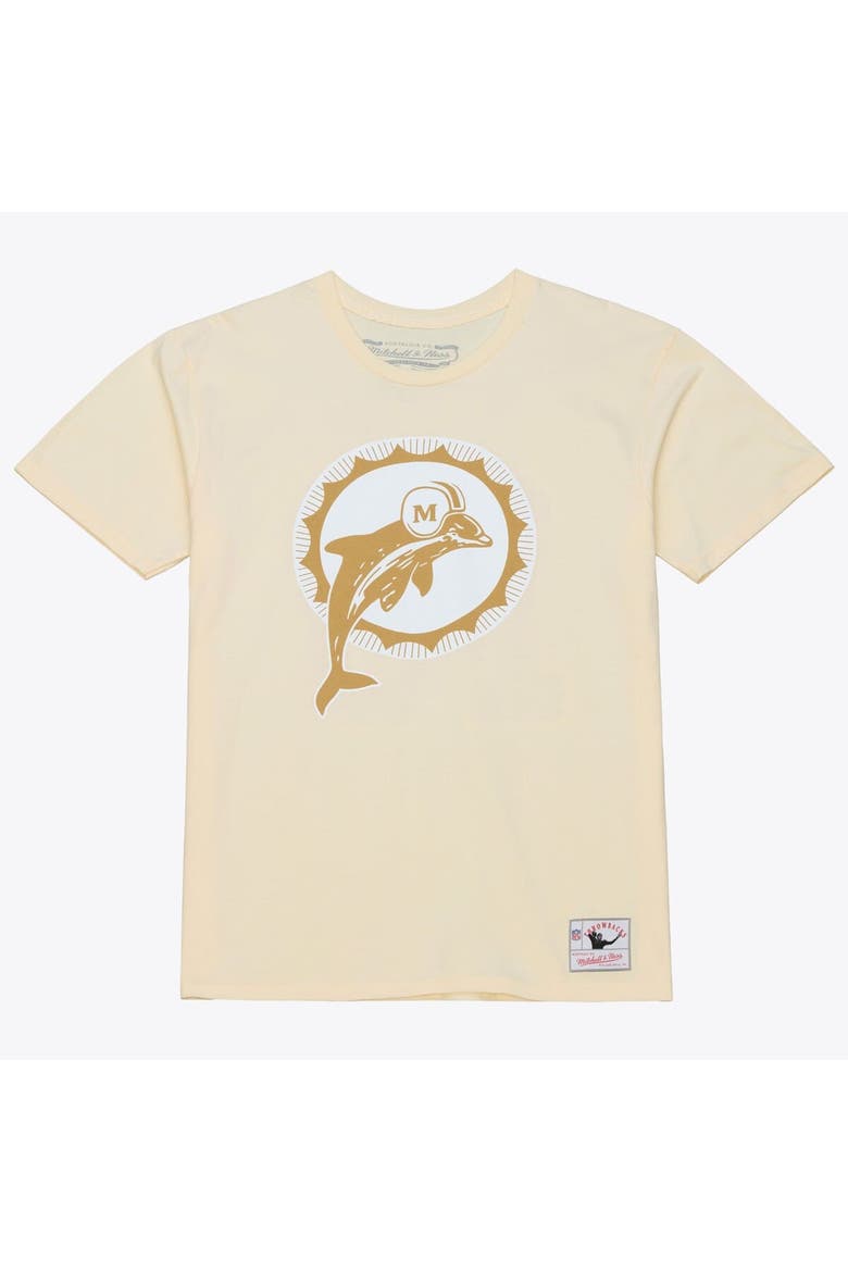 Men's Mitchell & Ness Dan Marino Cream Miami Dolphins Sandman Name & Number T-Shirt, Alternate, color, Cream