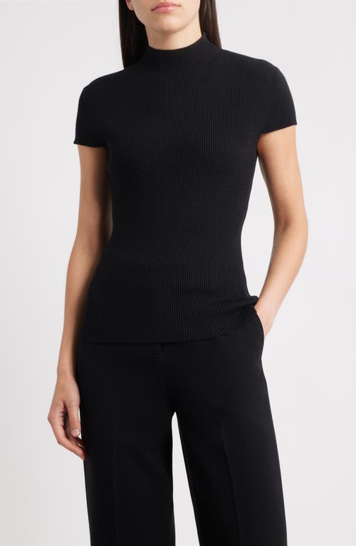 Elie Tahari The Ramona Rib Mock Neck Top In Black