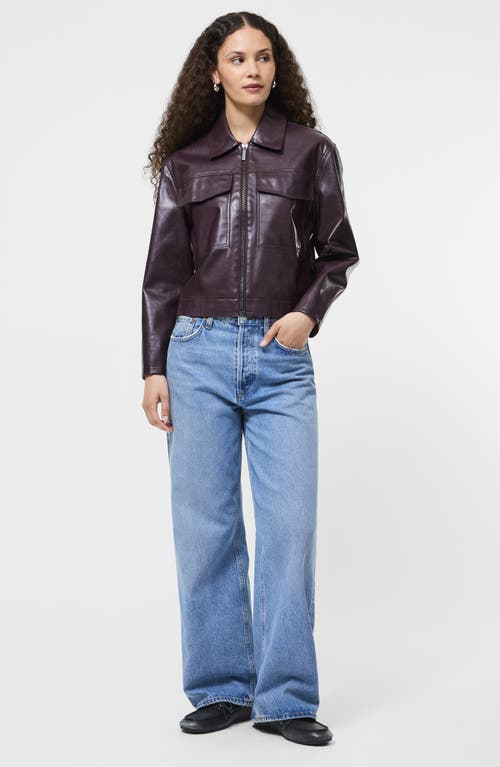 French Connection Kayleigh Faux Leather Bomber Jacket In Burgundy