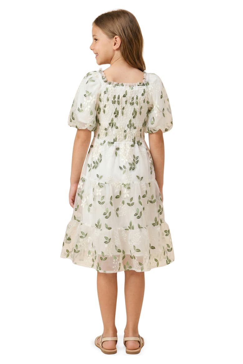 Kids' Floral Embroidered Organza Dress, Alternate, color, IVORY