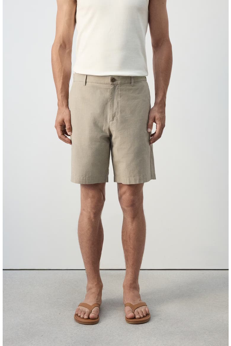 Slim Fit Microcheck Cotton Shorts, Alternate, color, BEIGE