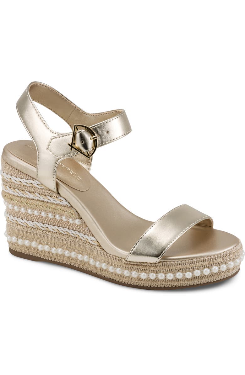 KARL LAGERFELD PARIS Calzona Espadrille Wedge Sandal, Main, color, White Gold