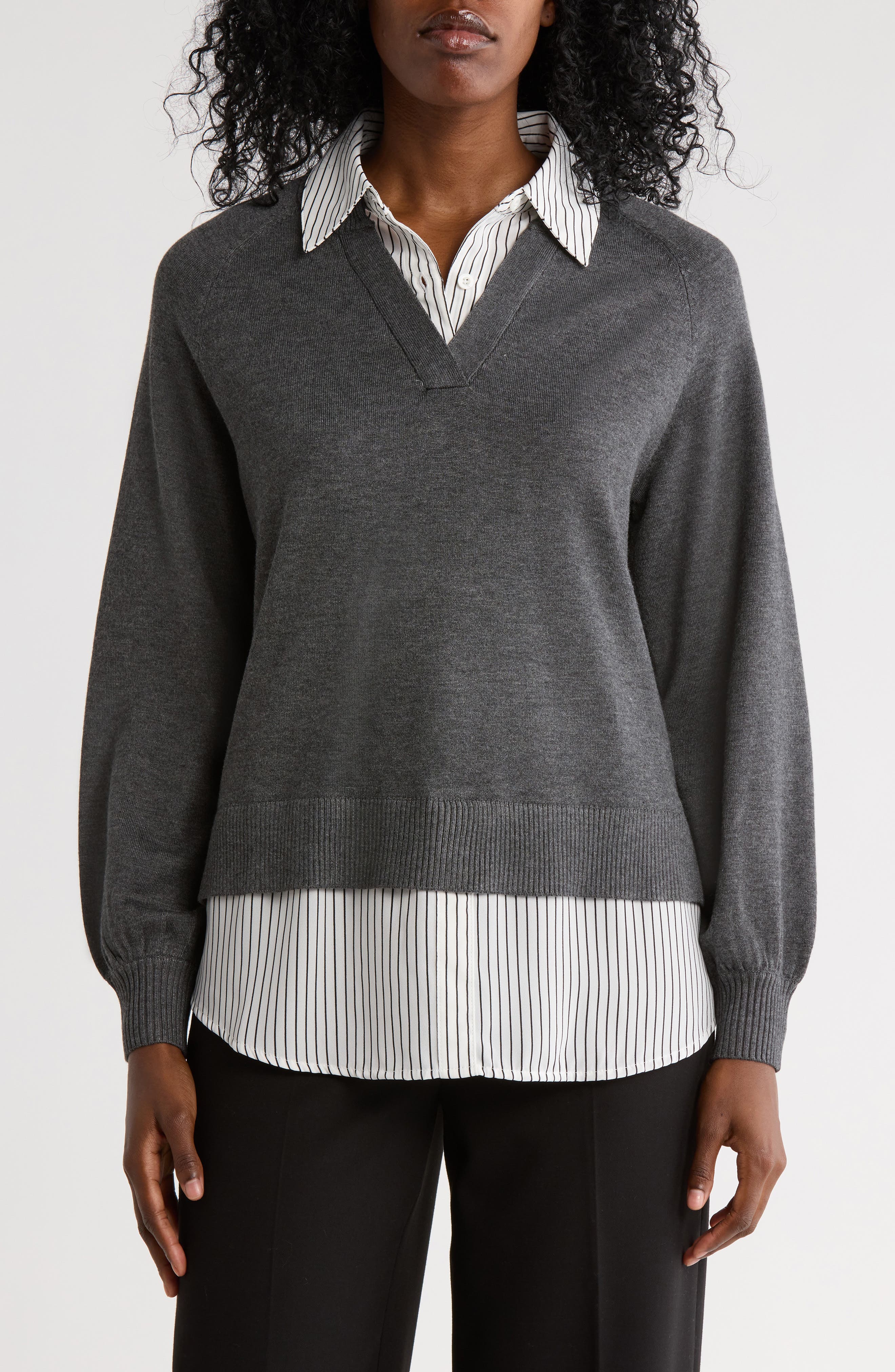 V-Neck Twofer Sweater