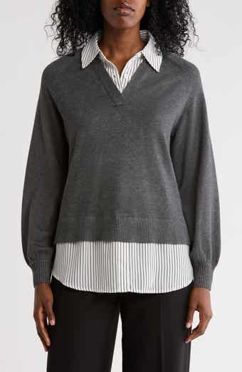 V-Neck Twofer Sweater