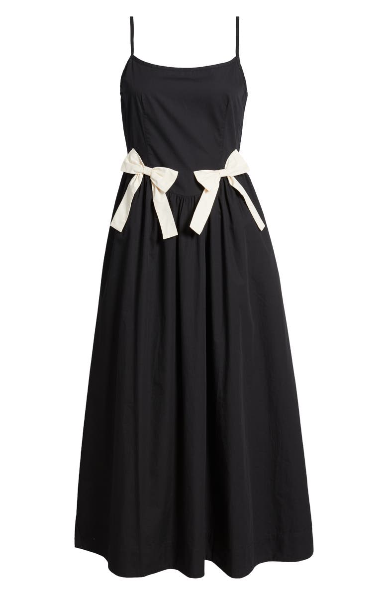 MOON RIVER Bow Detail Cotton Midi Dress, Alternate, color, 