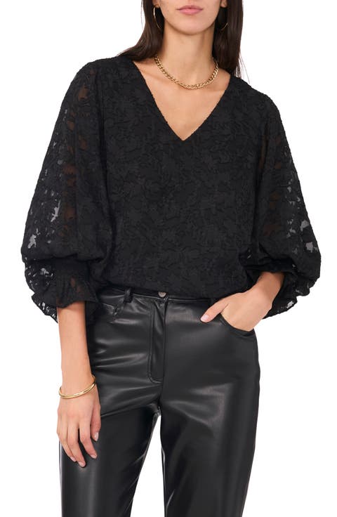 Lace Shirred Cuff Top