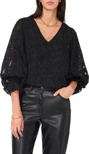 Vince Camuto Lace Shirred Cuff Top