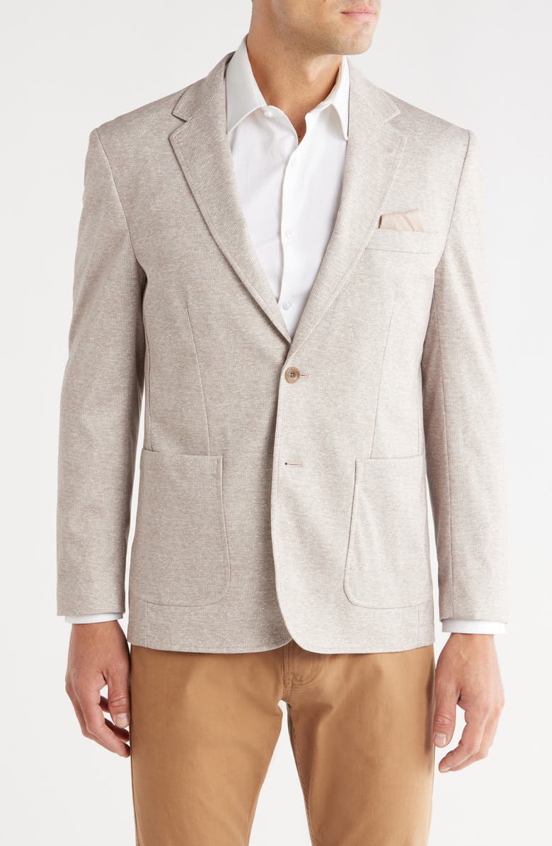 Lucky Brand Slim Fit Glen Plaid Knit Sport Coat, Main, color, Tan