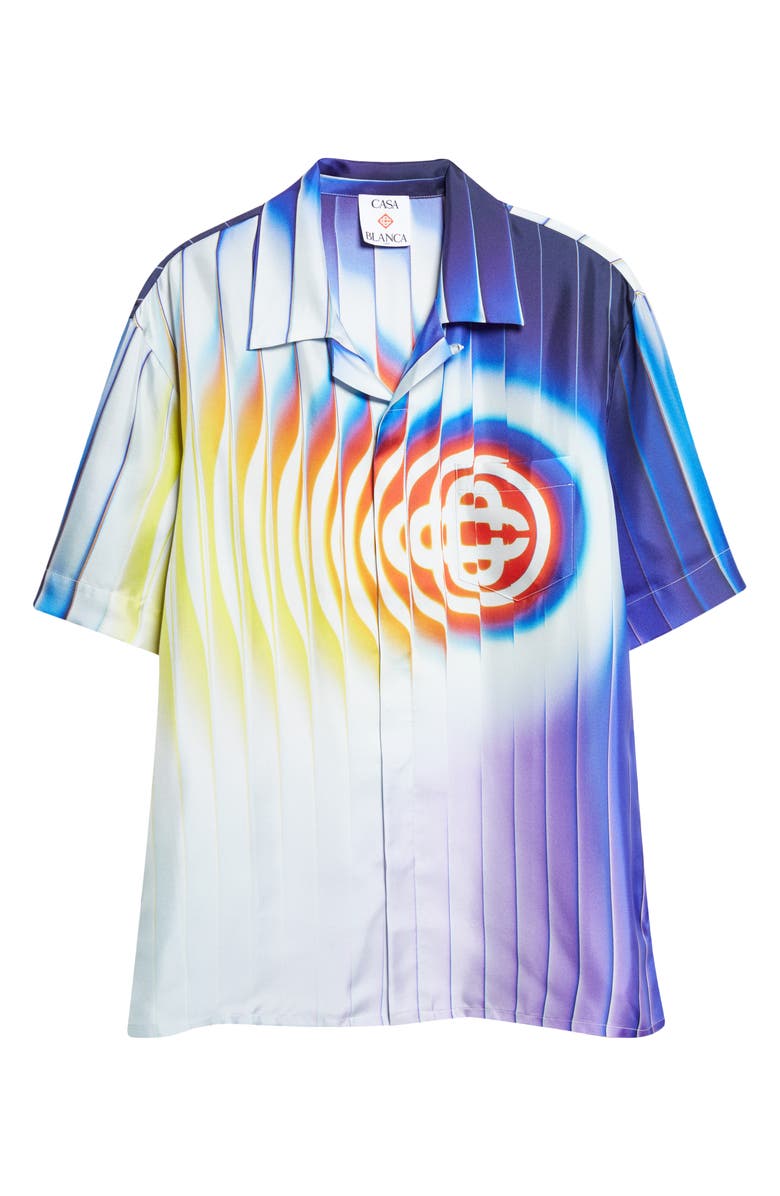 Casablanca Shockwave Silk Camp Shirt, Alternate, color, Silk Twill