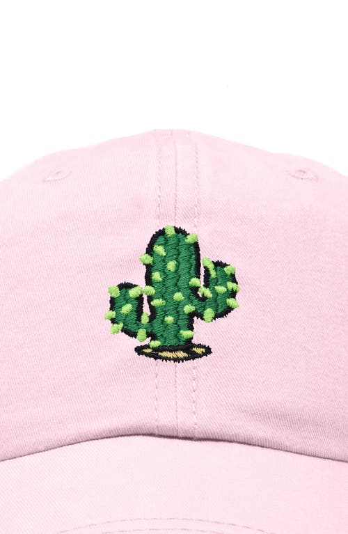 Dalix Cactus Embroidered Low Crown Cap In Washed Pink
