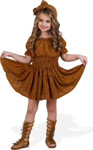Mia Belle Girls Girls Rosette Charm Eyelet Top & Skirt Set
