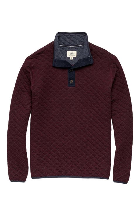 Ken Quilted Button Mock Neck Sweater