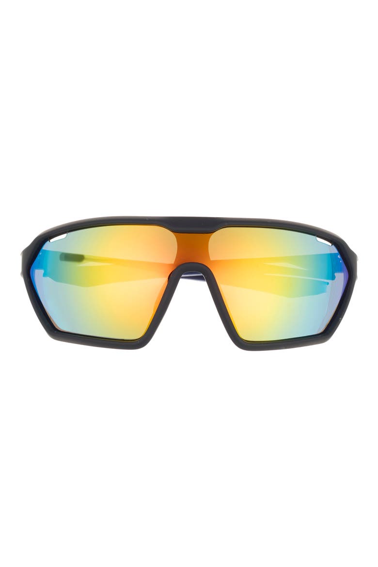 51mm Polarized Angular Shield Sunglasses, Main, color, RUBBERIZED BLACK
