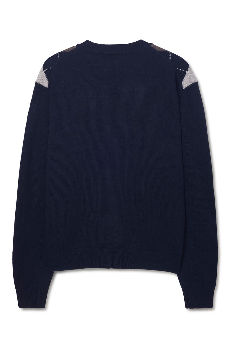 Gender Inclusive Argyle V-Neck Cardigan, Alternate, color, NAVY