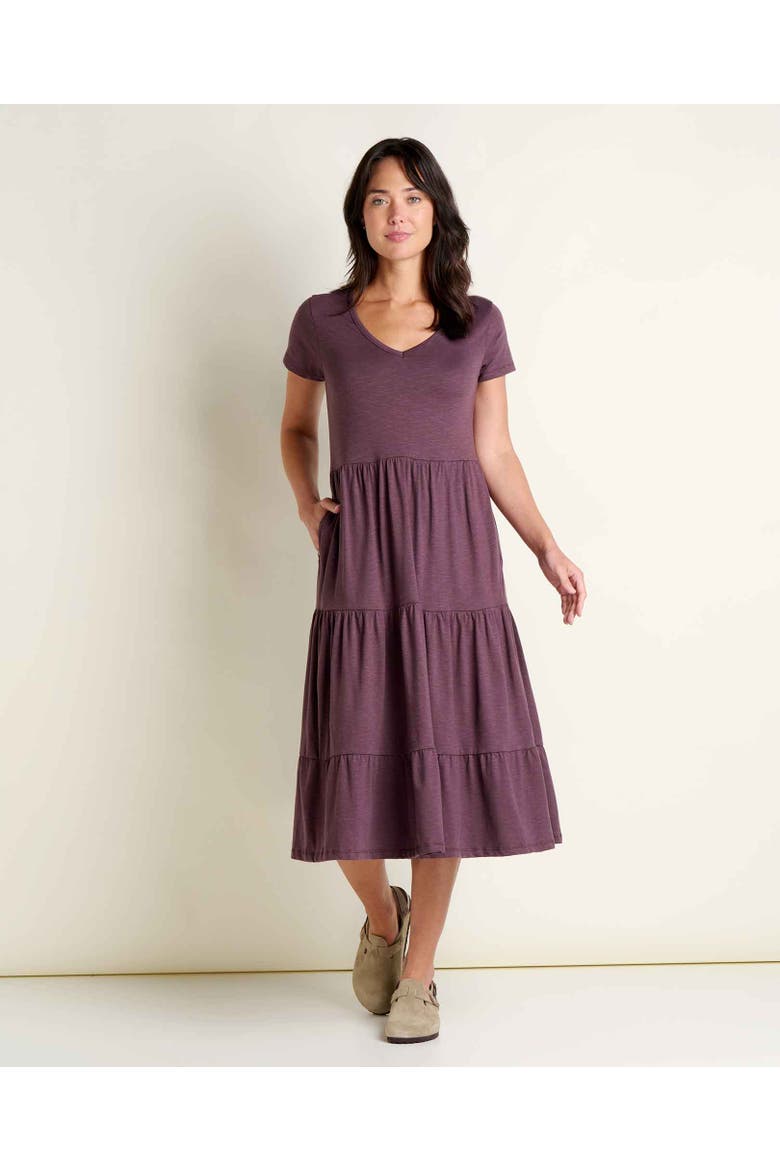 Marley Tiered Midi Dress, Main, color, Raisin
