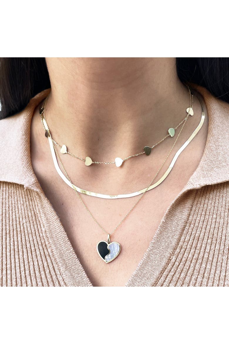 Mini Herringbone Necklace, Alternate, color, Yellow Gold