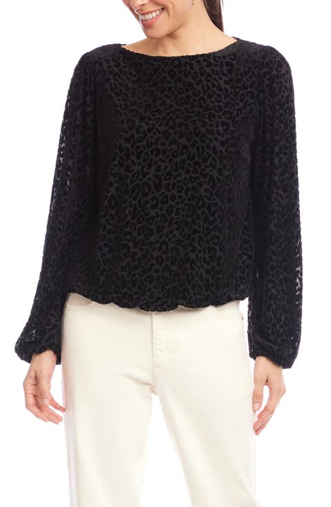 Karen Kane Leopard Spot Velvet Burnout Top (Petite)