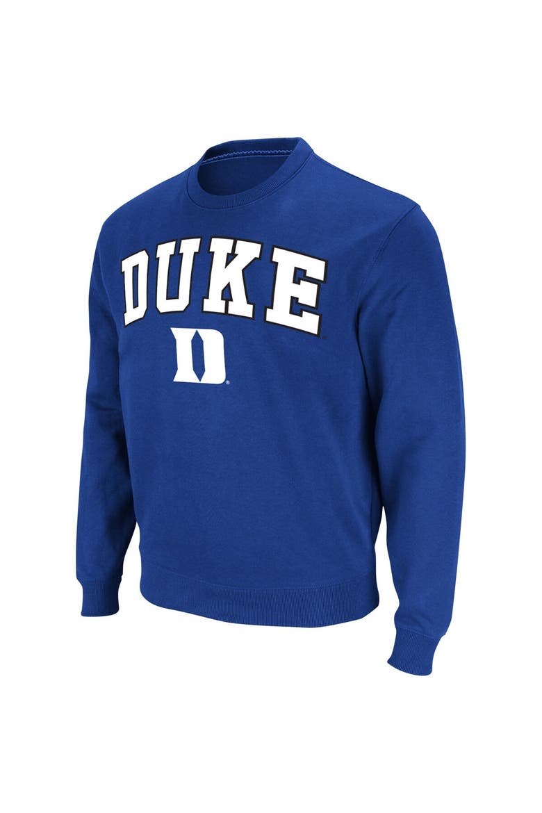 Men's Colosseum Royal Duke Blue Devils Arch & Logo Pullover Sweatshirt, Alternate, color, Royal