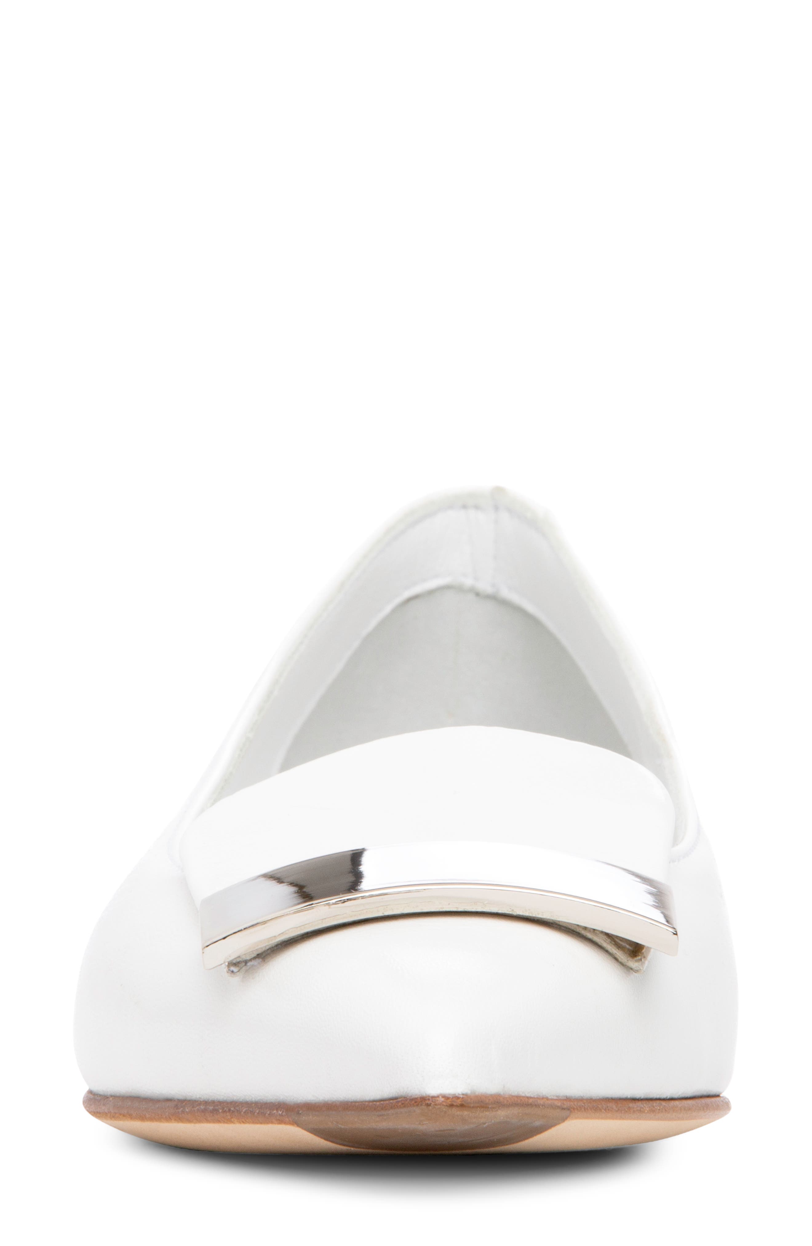 Fia Pointed Toe Flat, Alternate, color, WHITE LEATHER
