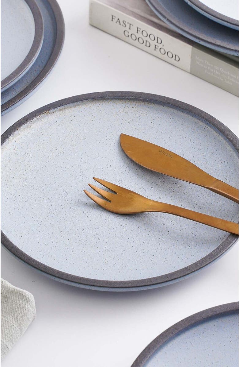 Stone Lain Tina Stoneware 4-Piece Dinner Plate, Alternate, color, Blue And Gray