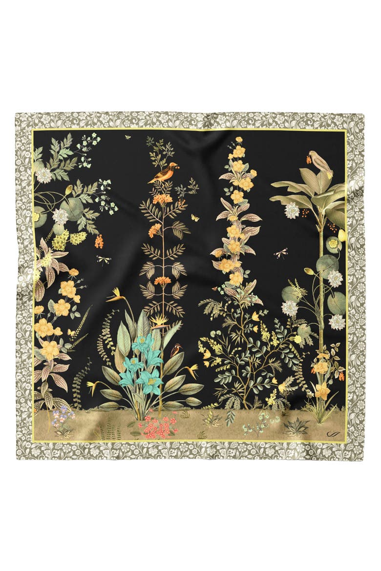 Fantasia - Hand Rolled Silk Foulard for Women, Alternate, color, Black