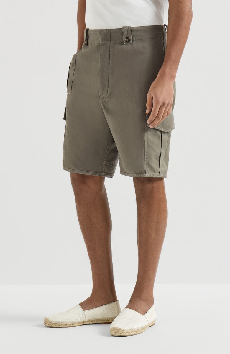 Brunello Cucinelli Bermuda shorts with cargo pockets, Main, color, Military