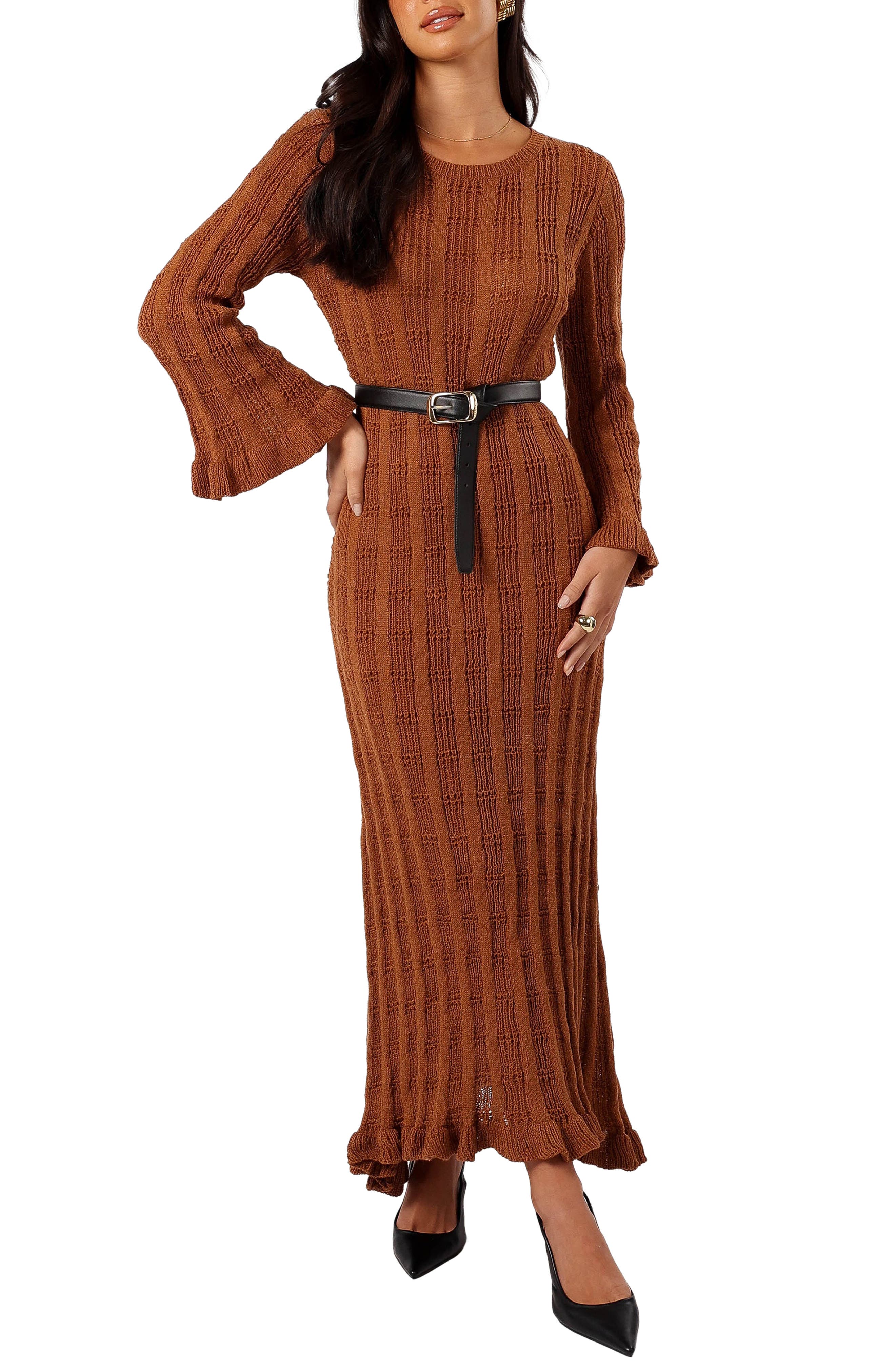 Petal & Pup Colter Rib Long Sleeve Maxi Sweater Dress