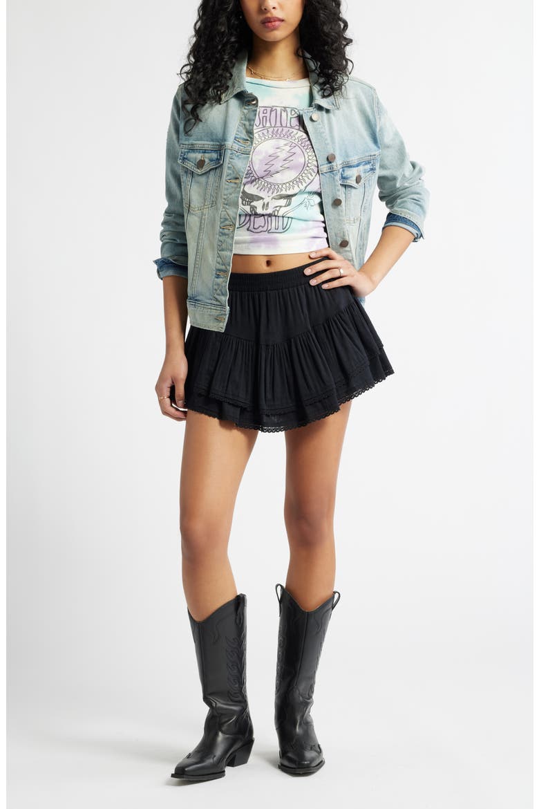 Lace Trim Ruffle Skort, Alternate, color, BLACK