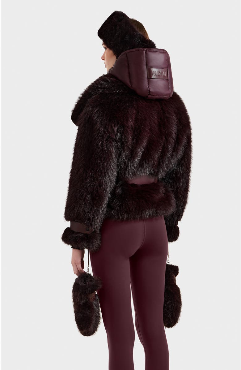 Rudsak Chloe Faux Fur Jacket with Puffer Hood, Alternate, color, Bordeaux
