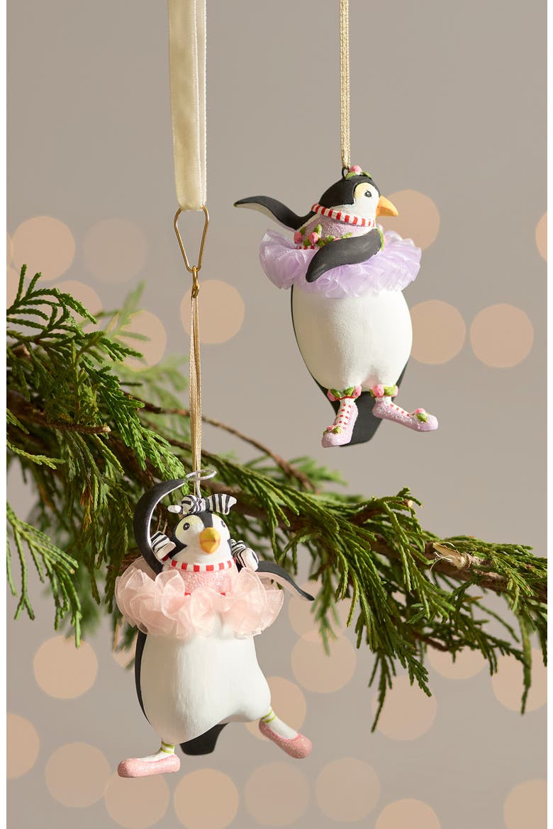 Patience Brewster Set of 4 Penguin Ornaments, Alternate, color, BLACK