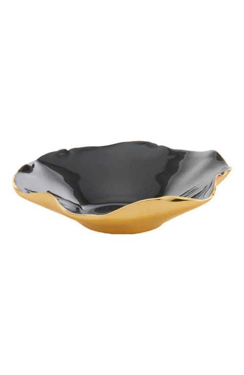 Lunares Ruffled Graphite Bowl In Gold