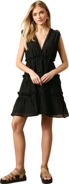 Oasis Tiered Detail V-Neck Mini Dress
