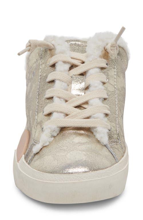 Dolce Vita Zantel Faux Shearling Lined Slip-on Sneaker In Platinum Distressed Leather